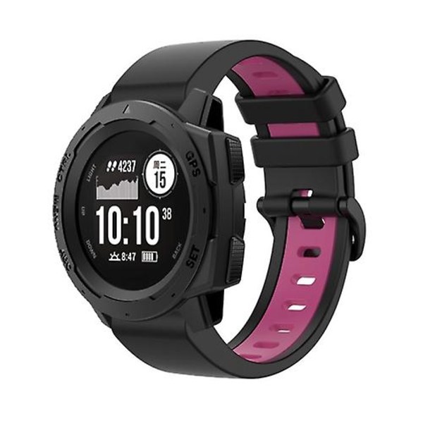 Til Garmin Instinct 2 22mm Silikone Sports 2-farvet urbånd Black-Pink