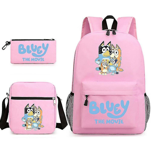 Bluey Tredelad skolväska ryggsäck Pink 3
