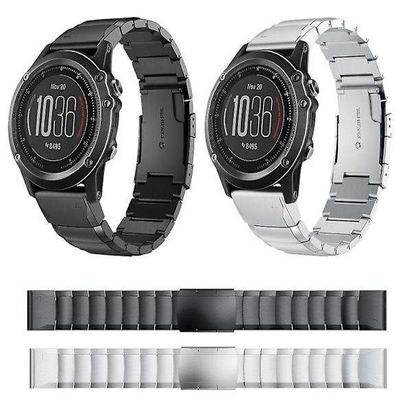 För Garmin Fenix ​​3 Hr 26mm Tortoise Shell i rostfritt stål watch Sliver
