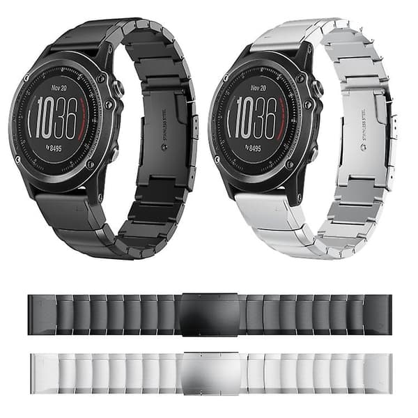 For Garmin Fenix ​​3 Hr 26mm Tortoise Shell rustfritt stål klokkebånd Black