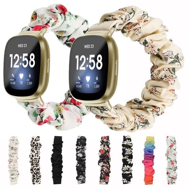 Fitbit Versa 4 / Sense 2 universal hiusrenkaaseen watch rannekkeelle Red Floral