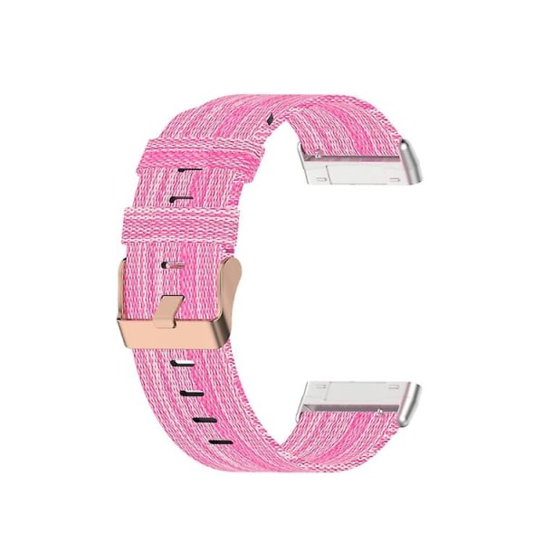 För Fitbit Versa 4 / Sense 2 Universal Nylon Weave Canvas Watch Band Pink