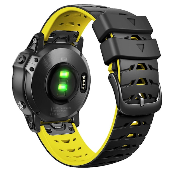 22mm silikoneur til Garmin Fenix 7 Black Yellow