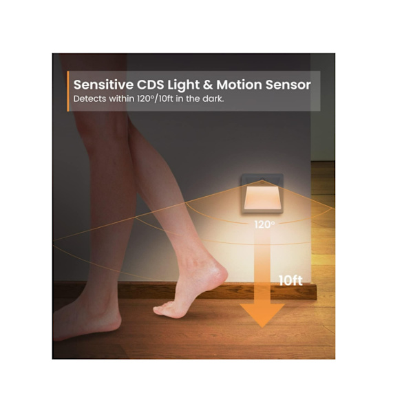 Nattlampa 2-pack Rörelsesensor Nattlampa Automatisk På/Av för Sovrum Hall Kök Barnpresent Vit