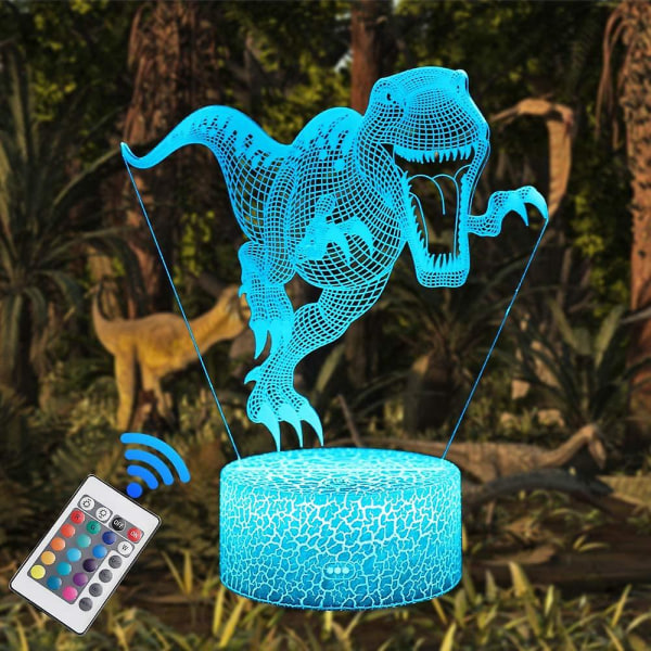 3d-natlys til børn Baby dinosaurlampe med smart touch-fjernbetjening Usb- og batteridrevet natlys Jurassic dinosaurlegetøj Fødselsdagsfest Gif