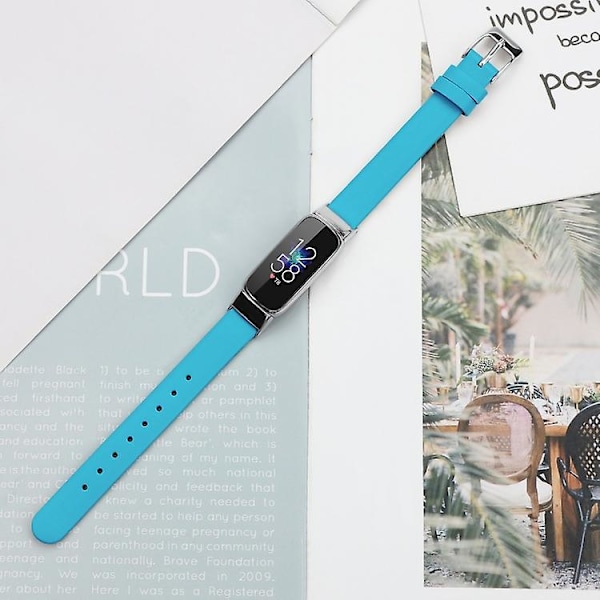 Til Fitbit Luxe læderurrem Blue