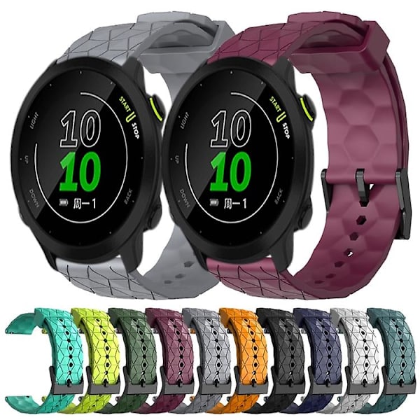 Til Garmin Forerunner 158 20 mm fodboldmønster ensfarvet silikoneurrem White