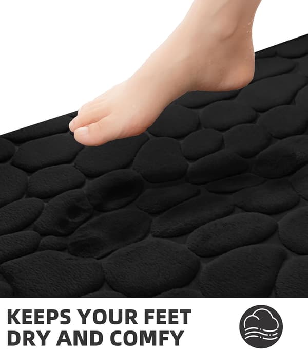 Korallfleece badematte, sklisikker og absorberende (svart/40x60cm)