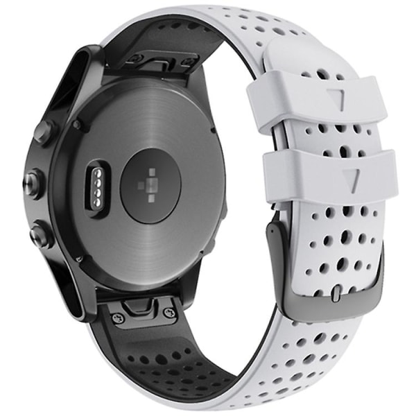 För Garmin Fenix ​​6 Tvåfärgad silikon runda hål Quick Release Watch Band White Black