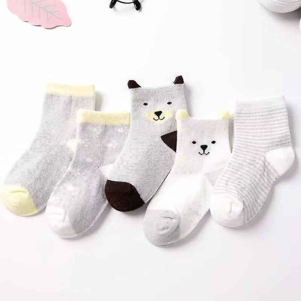 5 par paket med tecknade print baby Soft Strip Stretch Golvstrumpor style1