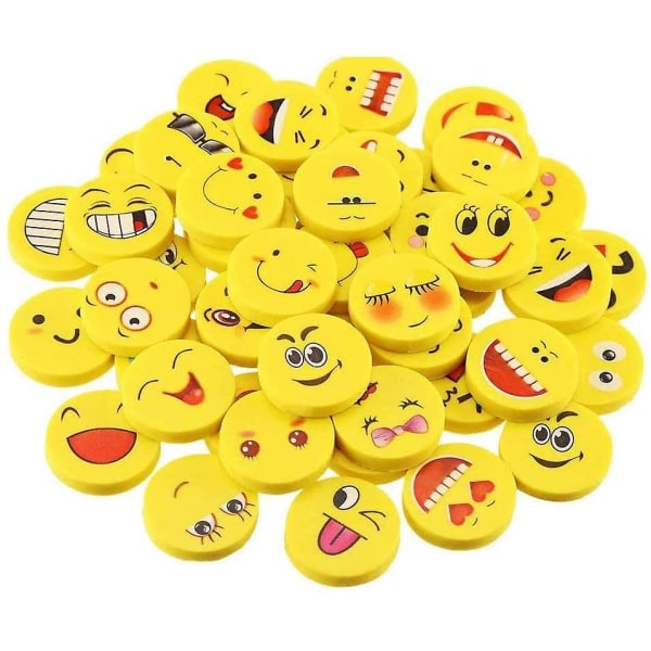 36 deler viskelær, nyhet Emoji viskelær med uttrykksikon Smiley Face Kids Festival