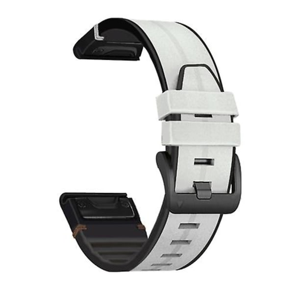 For Garmin Fenix ​​6 Silikon + skinn klokkerem med hurtigutløser Light Grey