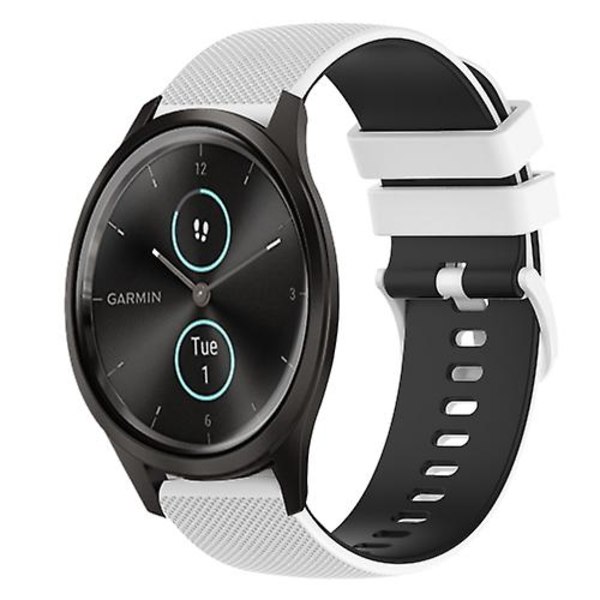 Til Garmin Garminmove Style 20 mm ternet tofarvet silikoneurrem White-Black