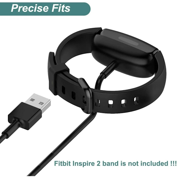Lader for Fitbit Inspire 2, erstatningsladekabel, tilbehør kompatibel med Fitbit Inspire 2 [2-pakning, 3,3 fot/1 m]