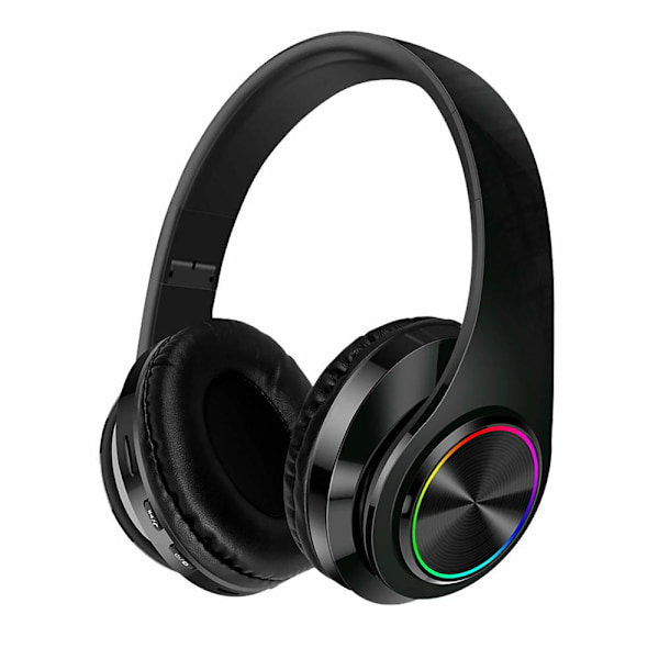 Ægte trådløse Bluetooth-hovedtelefoner Foldbare Bluetooth-headset, Stereo-mikrofon, Genopladelige hovedtelefoner Sort