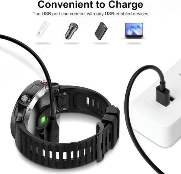 Lader for Garmin Fenix ​​7/7S/7X/6/6X/6S, osv.