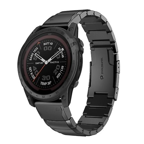 Til Garmin Tactix 7 Pro 26mm Tortoise Shell rustfrit stål urbånd Black