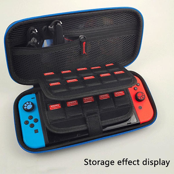 Fyrhörnsskyddsväska för spelmaskin Förvaringsväska Skyddande hårt skal Resväska Bärväska För Gamepad Switch Konsoltillbehör Blue zipper
