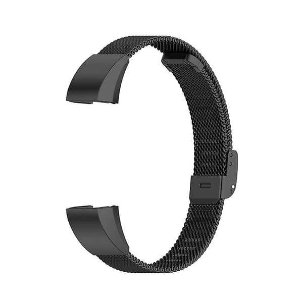 För Fitbit Alta / Alta Hr / Ace Watch Button Mesh Metal Replacement Strap Watchband Black
