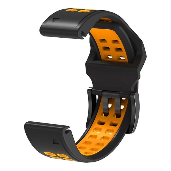 För Garmin Fenix ​​6x Quick Release Double Row Silicone Watch Band Black Orange