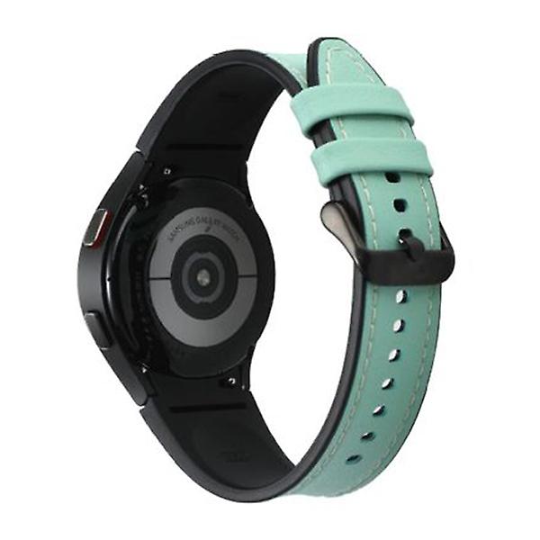 Læderrem til Samsung Galaxy Watch 4 Classic 44mm 40mm Ingen huller Silikone+læderarmbånd Correa Galaxy Watch 4 5 Pro Band cyan-black Galaxy watch 5-5 proS-M