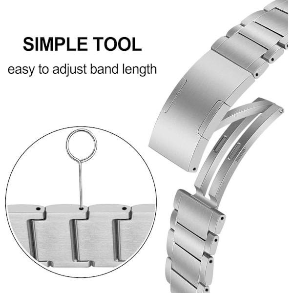 Titaniumsbånd for Galaxy Watch Ultra 47mm, Ett Klikk & Ingen Glippe Klokkereim Integrert Spennestropp for Galaxy Watch Ultra 47mm (2024) Sølv