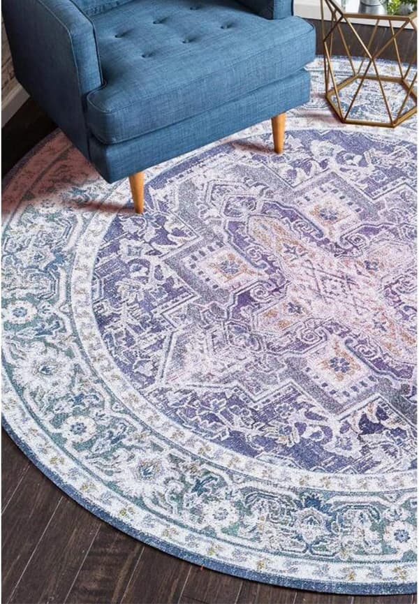 Boho rund matta, heminredningsmattor Halkfri och tvättbar för sovrum Badrum (Stil 3/60X60cm)