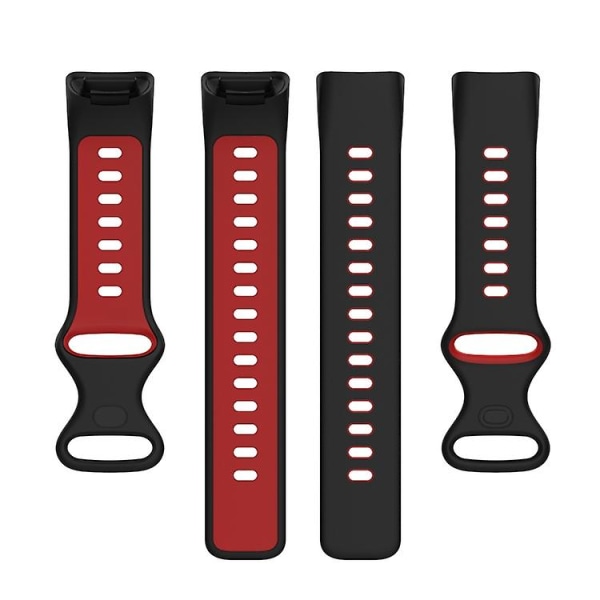 For Fitbit Charge 5 tofarget silikonklokkerem Black Red