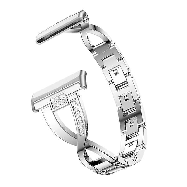 Til Fitbit Versa 3 / Sense Universal Diamond Metal Watch Band Silver