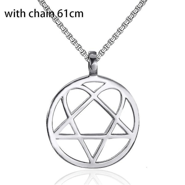 Heartagram Star Heart Him Mens Womens Rustfritt Stål Anheng Halskjede Vintage Smykker Style 1-chain 61cm