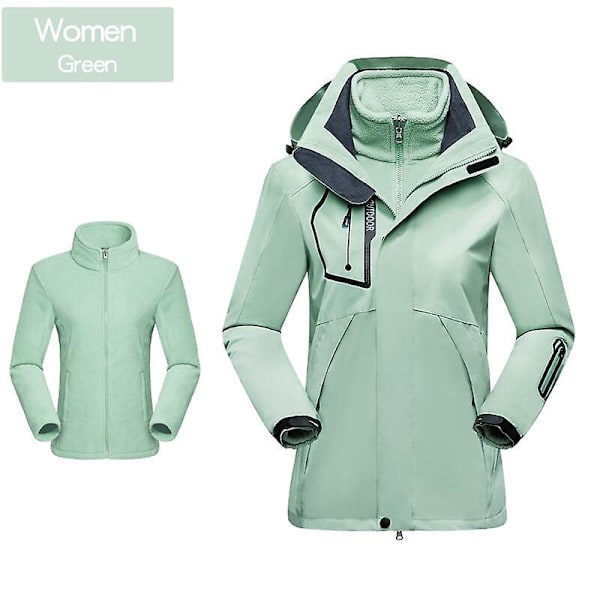 Dame Ski Wear Winter Warm Ski Hettegenser Sett Vindtett Vanntett 3 I 1 jakke green 4xl