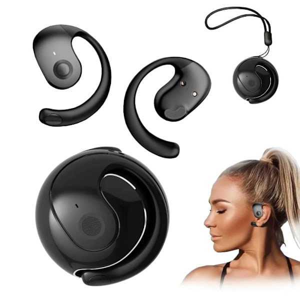 Ægte trådløse Bluetooth-øretelefoner IPX5 Vandtætte støjreducerende trådløse Bluetooth-øretelefoner til Android/iOS Sort