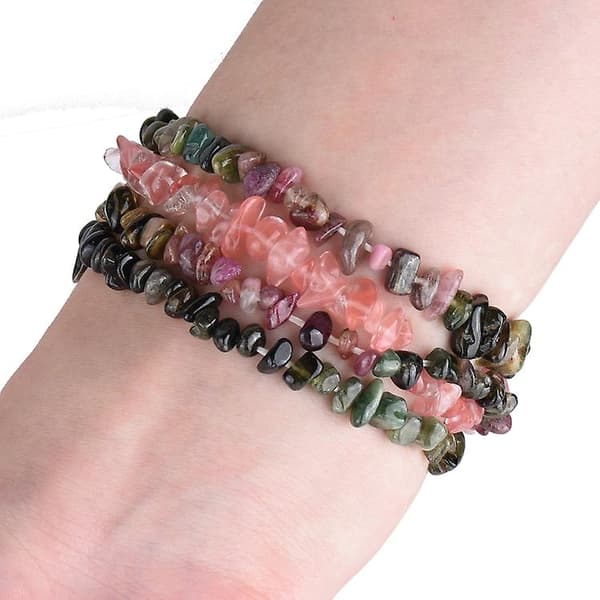 Til Fitbit Versa Rough Stone armbåndsurbånd Colorful Tourmaline