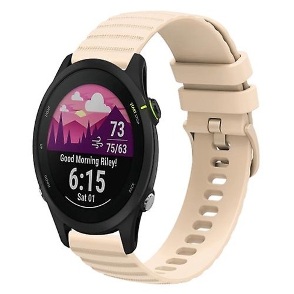 For Garmin Forerunner 255s Music 18 mm bølget prikket ensfarget silikonklokkerem Starlight Color
