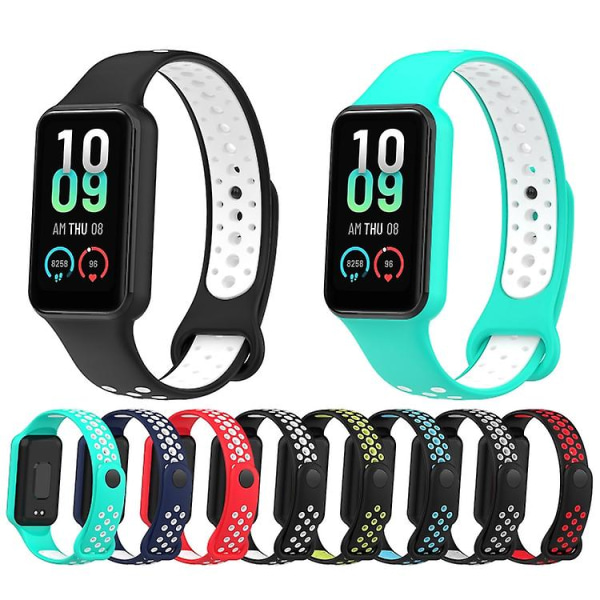 Til Amazfit Band 7 Loop To-farvet åndbart silikone urbånd Black-White