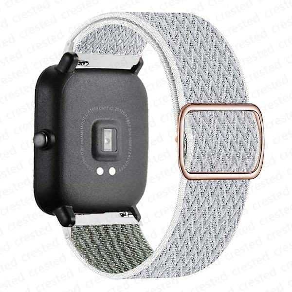 20mm/22mm band för Amazfit Gts 4//2/2e/3/gts2 Mini/gtr 4/3/ pro/gtr2/47mm/stratos Nylon Elastiskt watch Amazfit bipsband white1 22mm