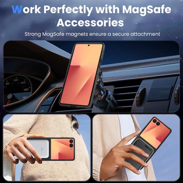 Magnetisk deksel til Samsung Galaxy Z Flip8, fallsikkert beskyttelsesdeksel i karbonfiber Black