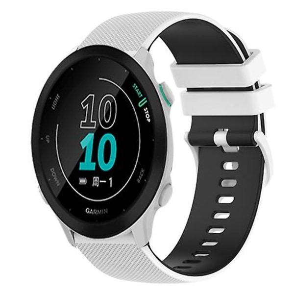 Til Garmin Forerunner 158 20 mm ternet tofarvet silikoneurrem White-Black