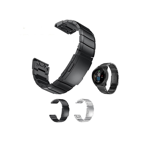 Rem for Garmin Tactix 7 26 mm Svart Turtle Shell Rem i rustfritt stål