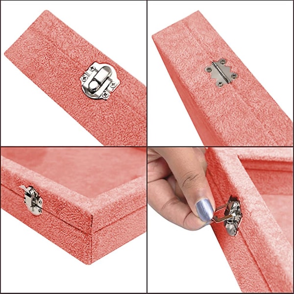 Ring Förvaringsbox-smyckeskrin För Ringar-glaslock I Ring Case Pink