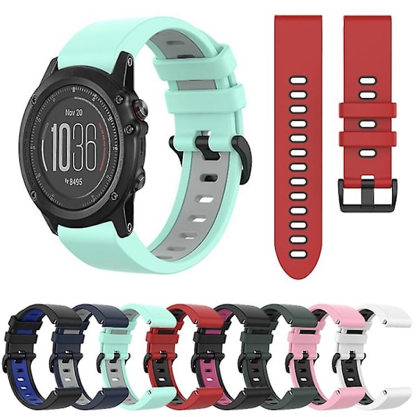 För Garmin Fenix ​​3 26mm silikon watch i två färger Black-Blue