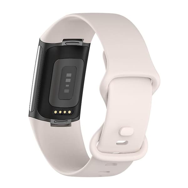 Til Fitbit Charge 5 silikone urrem Moon White