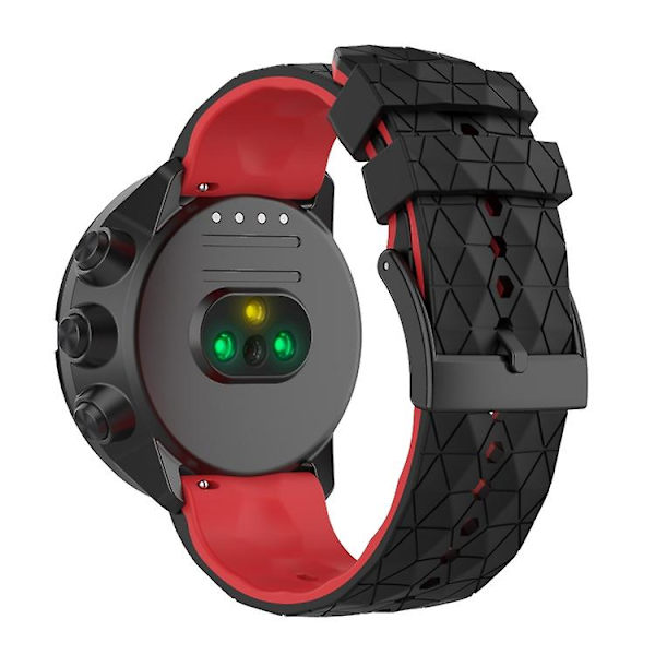 For Suunto 9 tofarget silikonklokkerem Black Red