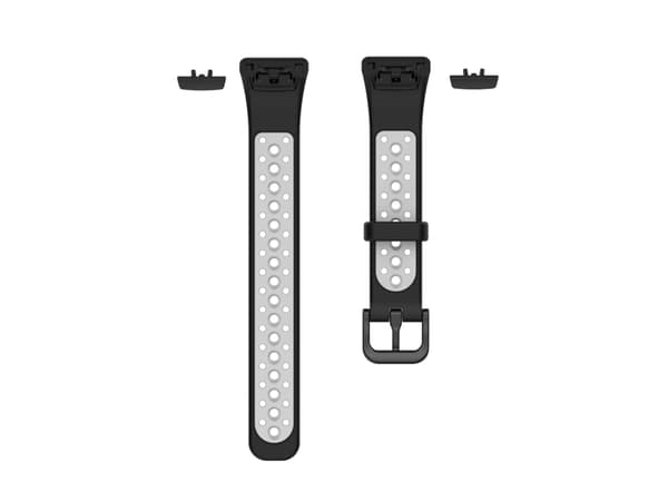 Smartwatch-rem til Huawei Strap 6 / Honor Strap 6 To-farvet åndbar silikone universel rem (sort grå)