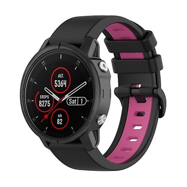 För Garmin Fenix ​​5s Plus 22 mm silikon watch i två färger Black-Pink