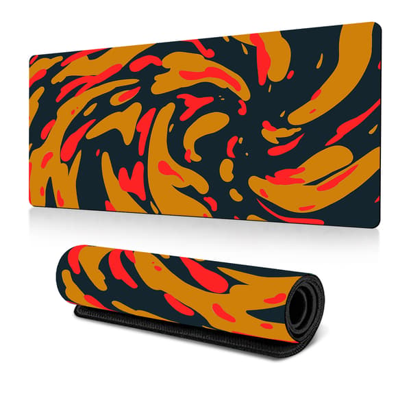 Vaskbar gamingmusemåtte med skridsikker gummibase, Mørk Sort Gul/40x90x0.3cm