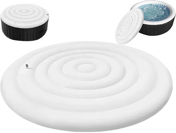 Uppblåsbart Lock för Bubbelpool | Spabad Lock | Platt Vikbart Lock med Handtag för Bubbelpool | Utomhus Regntätt Lock Vikbart Skydd med Värmeisolering För