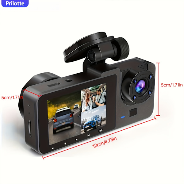 Autokamera 4K 1080P Full HD Auton Ajotallennin 3-Kanavainen Autokamera Infrapuna Yönäöllä