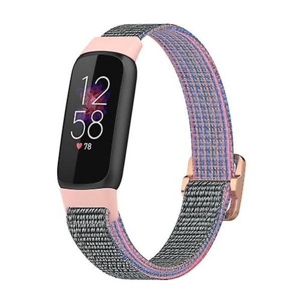 Til Fitbit Luxe Justerbar Elastisk Nylon Urrem Pink Sand