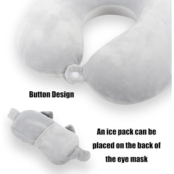 Resekudde i memory foam för barn med sovmask (Katt)